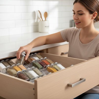 Rangement epices tiroirs | Modulable - CUISINESSAINE
